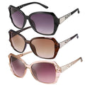 3/4 Pcs Women Large Sunglasses UV 400 Glasses Oversized Classic Trend Ladies Sunglasses with Shiny Large Frame - color: Black/Brown/Champagne