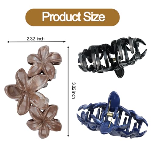 4Pcs Cute Hawaiian Flower Claw Hair Clips for Women Black Blue Large Claw Clips for Thick Thin Hair Strong Hold Beach Hair Accessories for Women and Girls - color: 08-Colorful