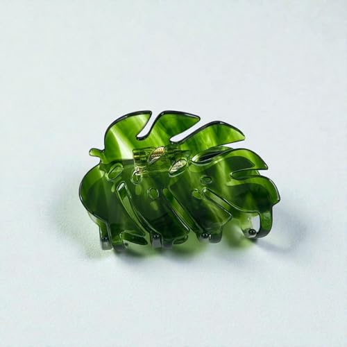 Green Monstera Leaf Hair Clip – Large Boho Acetate Hair Claw, Stylish Plant Leaf Hair Clamp, Trendy Hair Accessories, Gift for Plant Lovers & Her