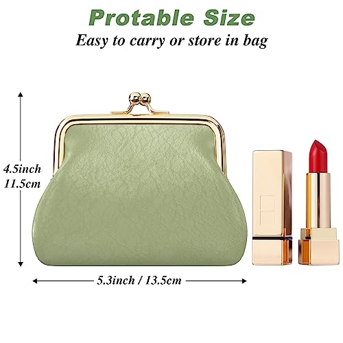 Coin Purse, Small PU Leather Change Purse, Coin Wallet with Clasp, Car Change Holder Pouch for Woman Men Kids Girls, Green - color: Green