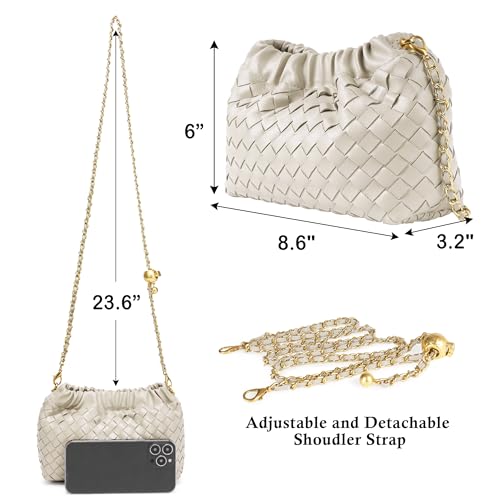 Joryin Woven Women's Crossbody Bag & Evening Purse, Trendy Dumpling Clutch & Hobo Cloud Shoulder Bag Trendy Dumpling Clutch - color: Woven Leather-sand