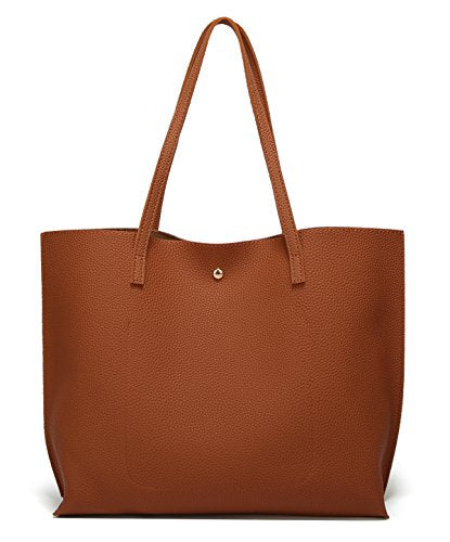 Dreubea Women's Soft Faux Leather Tote Shoulder Bag from, Big Capacity Tassel Handbag - color: Brown