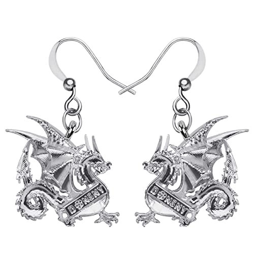 Enamel Alloy Dinosaur Fantasy Dragon Earrings Drop Dangle Unique Animal Jewelry For Women Dragons Gifts - color: Brown
