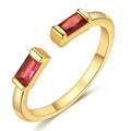 TOBENY Gold Birthstone Rings for Women 14K Gold Plated Adjustable Rings Non Tarnish Gold Stackable Rings Dainty Emerald Green Cubic Zirconia Ring for Mother Daughter Birthday Jewelry Gifts - color: Jan+Jul