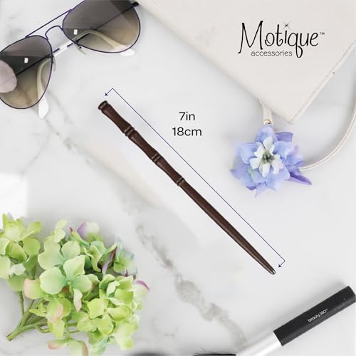 Carved Wooden Hair Sticks Set, Traditional Hair Chopsticks, 7 inches, 2 Pack, Vintage Style (Brown) - color: Brown