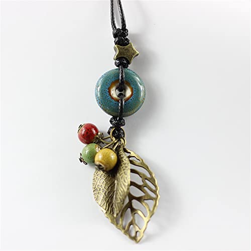 Pingyongchang H&Z Bohemian Colorful Ceramic Beads Lariat Necklace, Hippie Moon Stars Ceramic Tassel Beaded Jewelry Gifts for Women - color: blue
