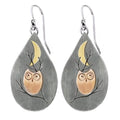 Boho Teardrop Earrings, Handmade Copper Bohemian Earrings, Dangle Antique Ethnic Jewelry for Women - color: Owl