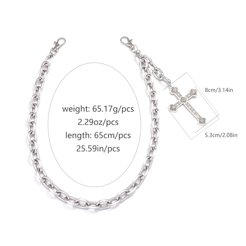 Layered Pants Chain for Men Women Punk Chain Hip Hop Jewelry Clothing Accessories Vintage Jeans Chains - style: Silver one layered