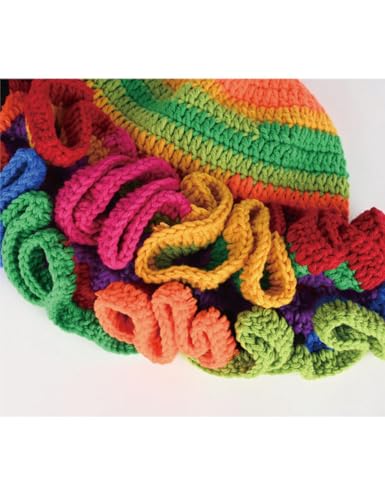 KORADI Womens Crochet Bucket Hat Ruffled Brim Knitted Hats Winter Boho Handmade Caps - color: Red&green