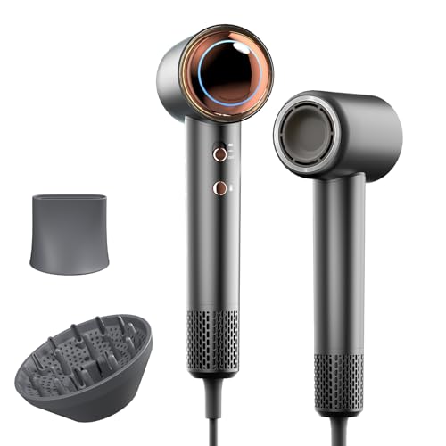 Tideway Hair Dryer Professional High-Speed Ionic Blow Dryer 110,000 RPM, Compact Hair Dryer with Magnetic Diffuser, Fast Drying with Brushless Motor Low Noise Smart Temperature Control-H11 - color: Black