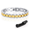 MPRAINBOW 2pcs 18K Gold Plated Chain Link Bracelet, Stainless Steel Crystal Friendship Bracelets Bangle,Watch Band Chains Wristband Jewelry with Adjust Tool - color: Gold&Silver-18cm
