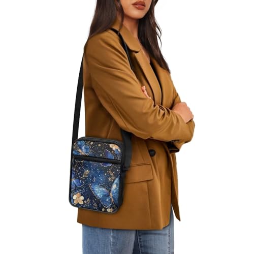 Womens Crossbody Bag Cell Phone Purse Wallet Small Shoulder Handbag for Workout Travel Gym - color: Art Butterfly