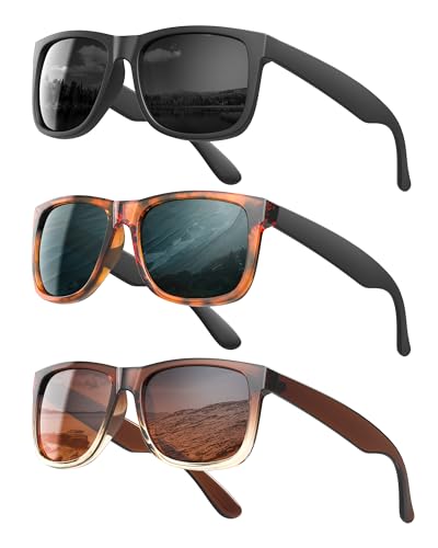 KALIYADI Womens-Sunglasses Polarized-Sunglasses for Women: Retro Trendy Sun Glasses With UV400 Protection for Driving Travel - color: Black+tortoise+gradual Tea