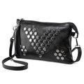 Studded Small Crossbody Bag for Women Fringe Gothic Purse Black Wristlet Clutch