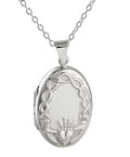 FashionJunkie4Life Sterling Silver Oval Locket Necklaces for Women, 18" Cable Chain - style: Woven Claddagh