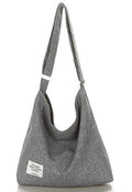 Covelin Women's Retro Large Size Canvas Shoulder Bag Hobo Crossbody Handbag Casual Tote - color: Light Grey