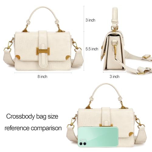 LL LOPPOP Women's Small Classy Crossbody Purse Top Handle Handbags Leather Satchel Bags for Women - color: A-beige(2035)