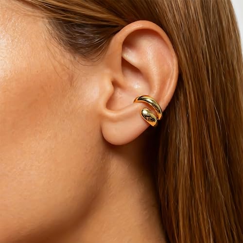 Ear Cuffs Non Piercing 14K Gold Plated Ear Cuff Earrings for Women Trendy Clip on Cartilage Earring Stacks Non Pierced Adjustable Fake Earrings Set Jewelry - color: B:Ear Cuff Earrings
