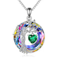 POPLYKE Mothers Day Gifts for Mom Her Wife Tree of Life Necklace 925 Sterling Silver Birthstone Pendant with Crystal Anniversary Birthday Wedding Jewelry for Women - color: 05-May-Emerald, style: White Gold Plated-Volcano Crystal