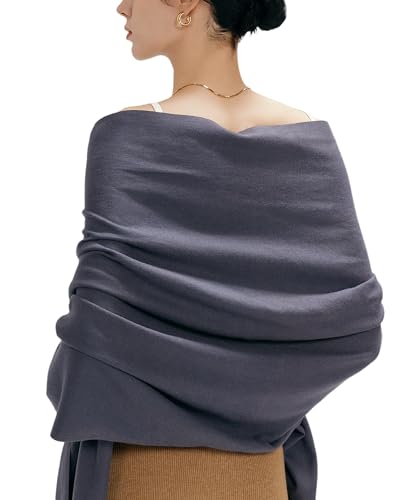 maamgic Women's Winter Scarf Soft Warm Scarf for Women Cozy Shawl Wraps for Women Lightweight Pashmina Style Wrap - color: Solid Dark Gray