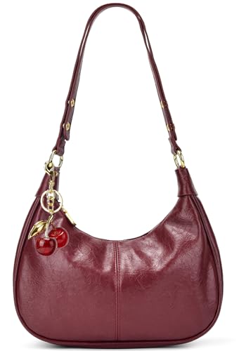 Small Hobo Bags Crescent Shaped Shoulder Bags for Women Mini Cherry Purse Fall Soft Crossbody Handbag 2025 - color: Wy26-28red
