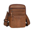 Leather Messenger Bag for Men, Small Leather Sling Shoulder Bag Messenger Pack for Men, Man Purse - color: Medium Yellowish Brown