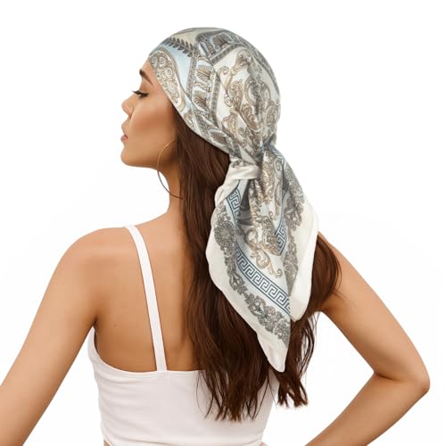 RIIQIICHY Women Head Hair Scarf Like Satin Silk Scarf Sleeping Hair Wrapping Night 27.5" - color: C002
