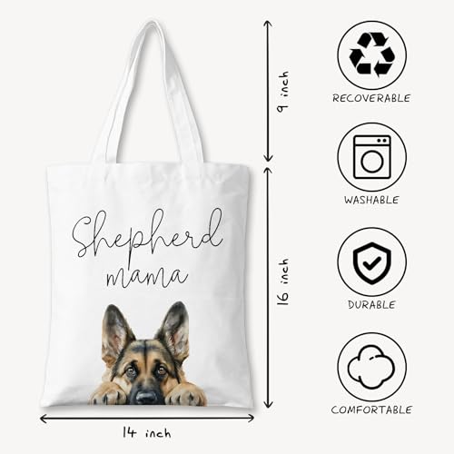Dog Mama Canvas Tote Bag for Women, Dogs Lover Gift for Dog Mom, Birthday Christmas Cute Rottweiler Gifts For Women. - color: Shepherd Mama (015)