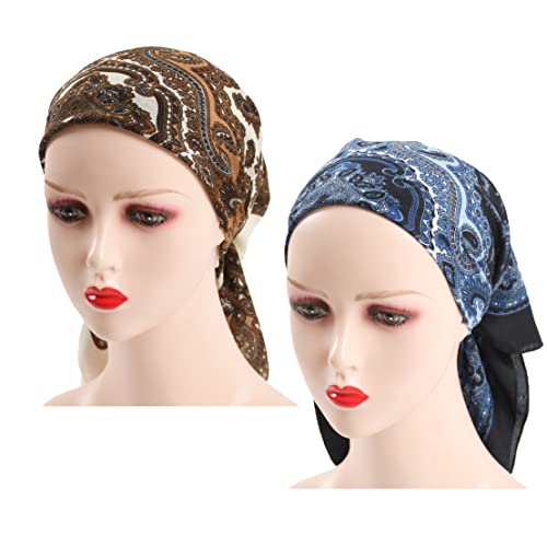K-Elewon 27.5” Women Medium Square Scarf Head Scarf- 2PCS Neck Scarf Hair Scarf Head Sleeping Wraps Scarfs for Women H07 - color: Se06(2pcs)