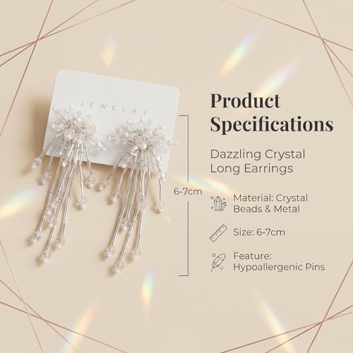 Native Beaded Tassel Earrings Boho,Fringe Drop Statement Seed Bead Tribal Dangle Earrings for Women - color: White