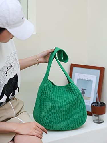 ENBEI Women's Crochet Tote Bag Knit Shoulder bag,Aesthetic Bag,Cute Eco-Friendly Tote for Travel,Daily Use,Gift Box Packaging - color: Green