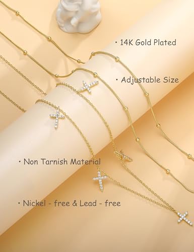 Waist Chain for Women 14K Gold Plated Waist Beads Belly Chain Dainty Layered Body Chain Belt Beach Jewelry for Women Sexy Waterproof Non Tarnish Adjustable Summer Jewelry Accessories - style: satellite & cross