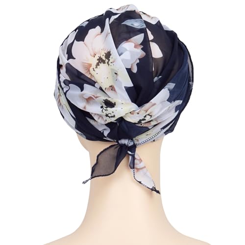 Headwear Turbans for Women - Lightweight Head Scarf for Women's Hair Chiffon Elegant Headwraps Hats - color: Cyan