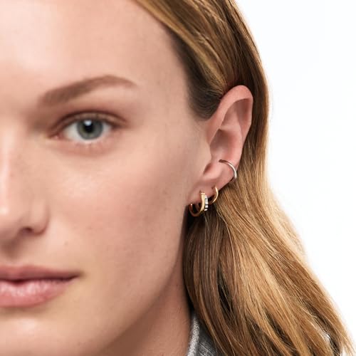 Ana Luisa Double Hoop Earrings for Women - 14K Gold Plated & Silver Rhodium Huggie Hoops - Hypoallergenic, Water-Resistant, Tarnish-Free, Small, Dainty & Trendy Two Hoop Earring Styles for Daily Wear - color: Two Tone Textured, size: Small