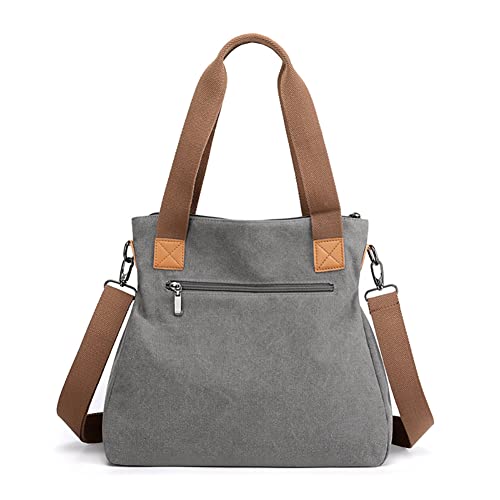 Canvas Handbag Multi-Color Striped Lattice Cross Body Shoulder Purse Bag Tote-Handbag for Women | Striped - style: Multi Color Grey