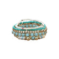 COLORFUL BLING 5Pcs/Set Bohemian Stackable Beads Bracelet for Women Multilayer Boho Seed Statement Stretch Strand Bracelet Friendship Women Jewelry - color: rose pink