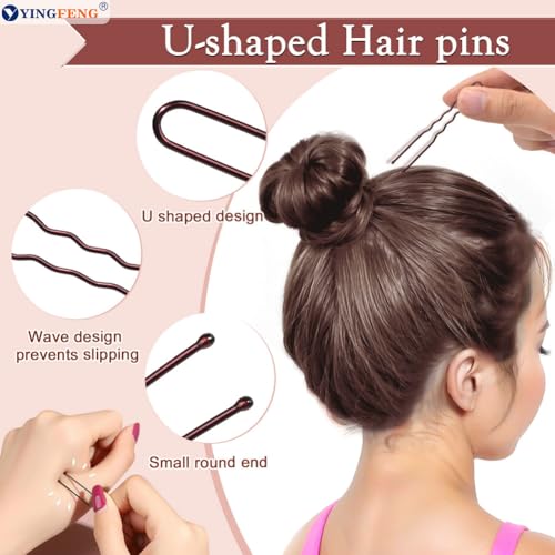 YINGFENG 134 Pcs Brown Hair Bun Maker Kit for Kids Small - 4 Hair Donuts for Buns, 20 Hair Nets for Buns, 100 U Shaped Bobby Pins, 10 Hair Bands, for Girls, Ballet Dance, Hair Accessories for Women - color: brown, size: Small