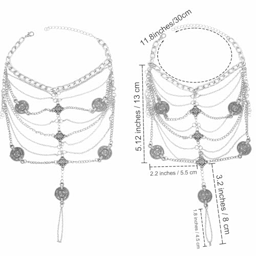 Olbye Silver Barefoot Sandals Foot Chain Jewelry Coin Anklet Bracelet for Women and Girls Beach Wedding Foot Jewelry Pack of 2 - color: Silver