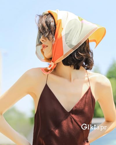 Satin Bandana Headscarf for Women Silky Hair Scarves for Fashion Lightweight - color: 19-orange Dots