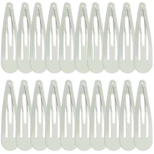 WILLBOND 30 Pieces 3.1 Inch Large Metal Snap Hair Clips Nonslip Barrettes Women Hair Accessories (White) - color: White, style: Minimalist