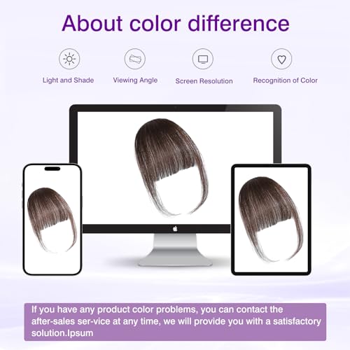 Clip in Bangs 100% Real Human Hair Extensions Wispy Dark Brown Fake Hair Pieces for Women Fringe with Temples Daily Wear - color: Dark Brown, size: Wispy Bangs