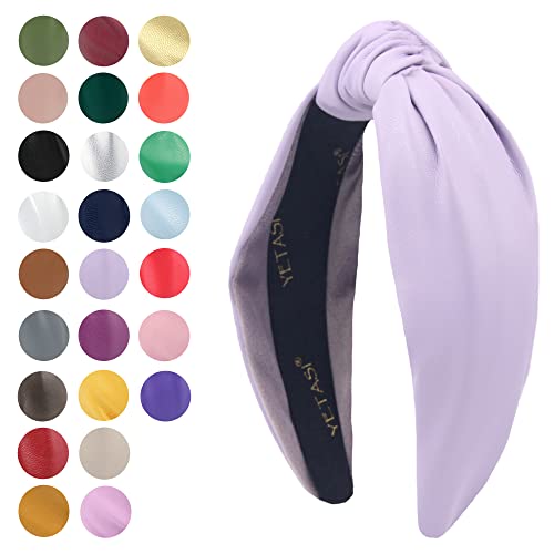 Leather Headbands for Women Purple Stylish Year-round Wearable All Day. Head bands Adult Women Trendy Head bands for Women's Hair Knotted Headband is Top Knot Womens Fashion Designer for Girls - color: Purple