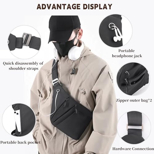 Crossbody Travel Bags for Women, Anti Theft Proof Safe Slim Sling Travel Purses, Personal Flex Shoulder Bag for Men Women - color: Black-new, size: Left Shoulder