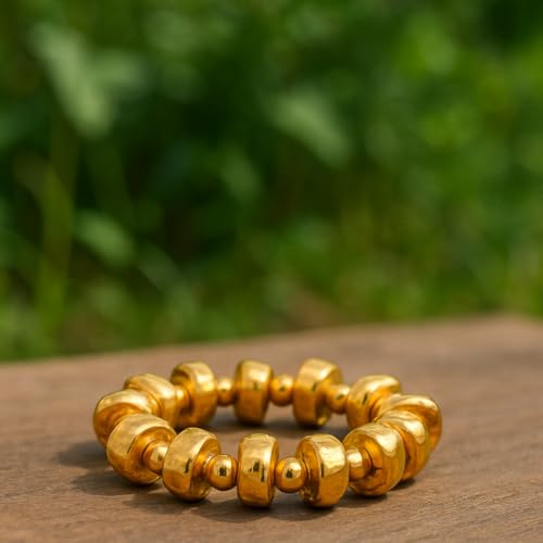 Gold Bracelet Stack For Women, 3Pcs Jade Vintage Chunky Stackable Stretch Boho Western Adjustable Bracelet Stacks Statement Dainty Tarnish Free Waterproof Jewelry Gift - color: SINGLE