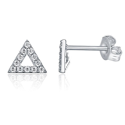 PAVOI 14K Gold Plated 925 Sterling Silver Stud Earrings for Women - Dainty Geometrical Bar Triangle Heart Earrings - Valentines Day Trendy Jewelry - style: Delta
