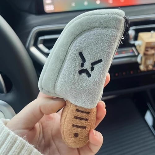 Coin Purse Keychain for Women and Men, Funny Plush-Wallet Coin Pouches with Zipper, Plush Earbud Pouch, Mini Backpack Charms (2pcs)