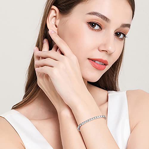 MDFUN 18k White Gold Plated CZ Tennis Bracelet, 4MM Cubic Zirconia Charm Bracelet for Women Men - style: 7.0" tennis bracelet