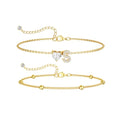 CAROVO Gold Ankle Bracelets for Women Waterproof 14K Real Gold Plated CZ Initial Anklet for Women Dainty Layered Letter A-Z Heart Ankle Bracelets Handmade Adjustable Anklet Summer Beach Jewelry - style: S