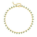 MTMY Gold Anklets for Women 14K Gold Plated Tiny Bead Anklet Colorful Tassel Foot Chain Dainty Adjustable Cute Summer Beach Boho Anklets Jewelry Gift - style: green crystal