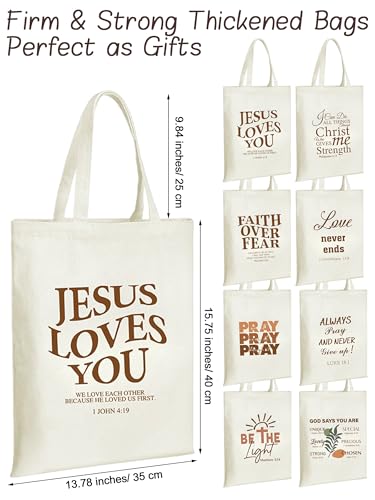 Christian Floral Tote Bags Bulk for Women Bible Verse Canvas Totes Religious Church Bags for Inspirational Gifts - color: Christian